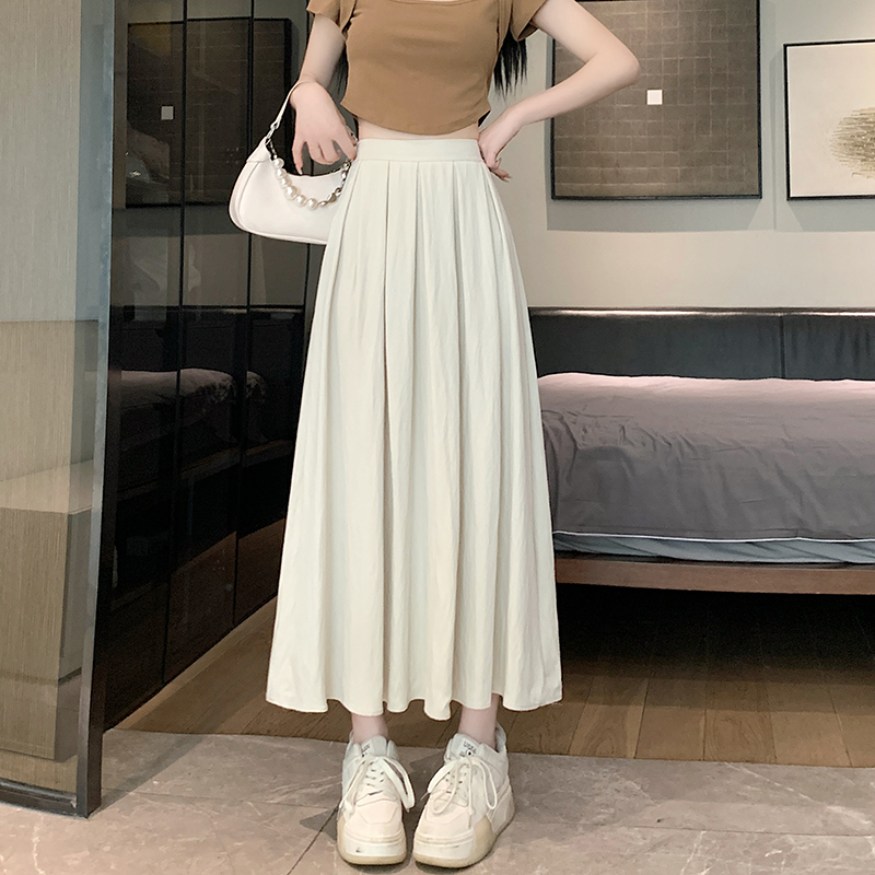 Pleated long big skirt high waist spring and summer skirt