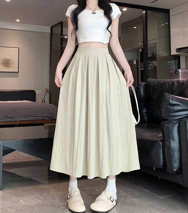 Pleated long big skirt high waist spring and summer skirt