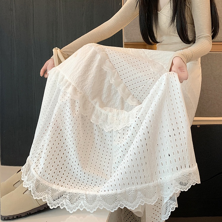 Lace spring and summer A-line thick and disorderly skirt