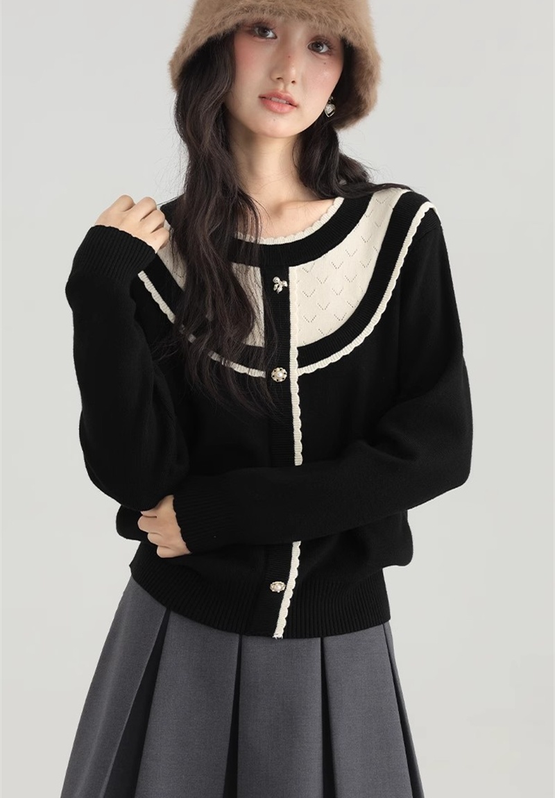 Long sleeve autumn and winter tops black niche sweater