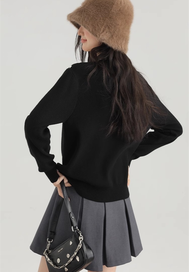 Long sleeve autumn and winter tops black niche sweater