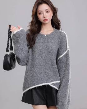 Winter loose simple sweater lazy mixed colors tops for women