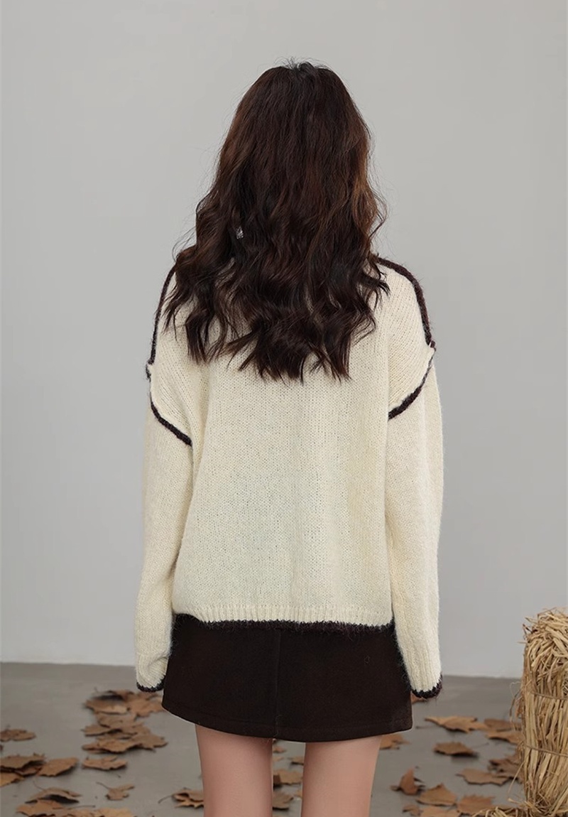 Winter loose simple sweater lazy mixed colors tops for women