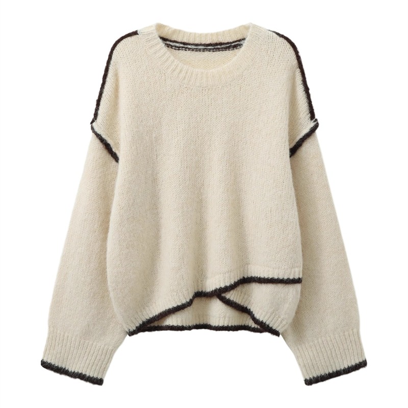 Winter loose simple sweater lazy mixed colors tops for women