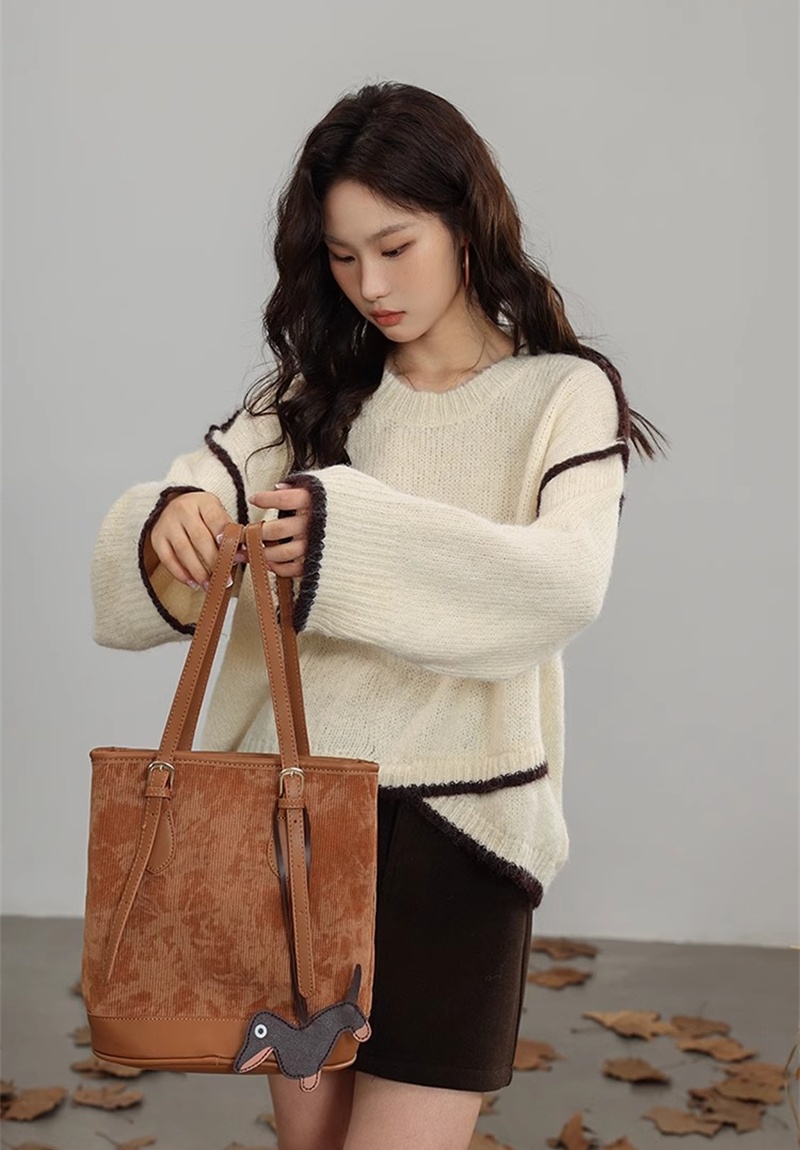 Winter loose simple sweater lazy mixed colors tops for women