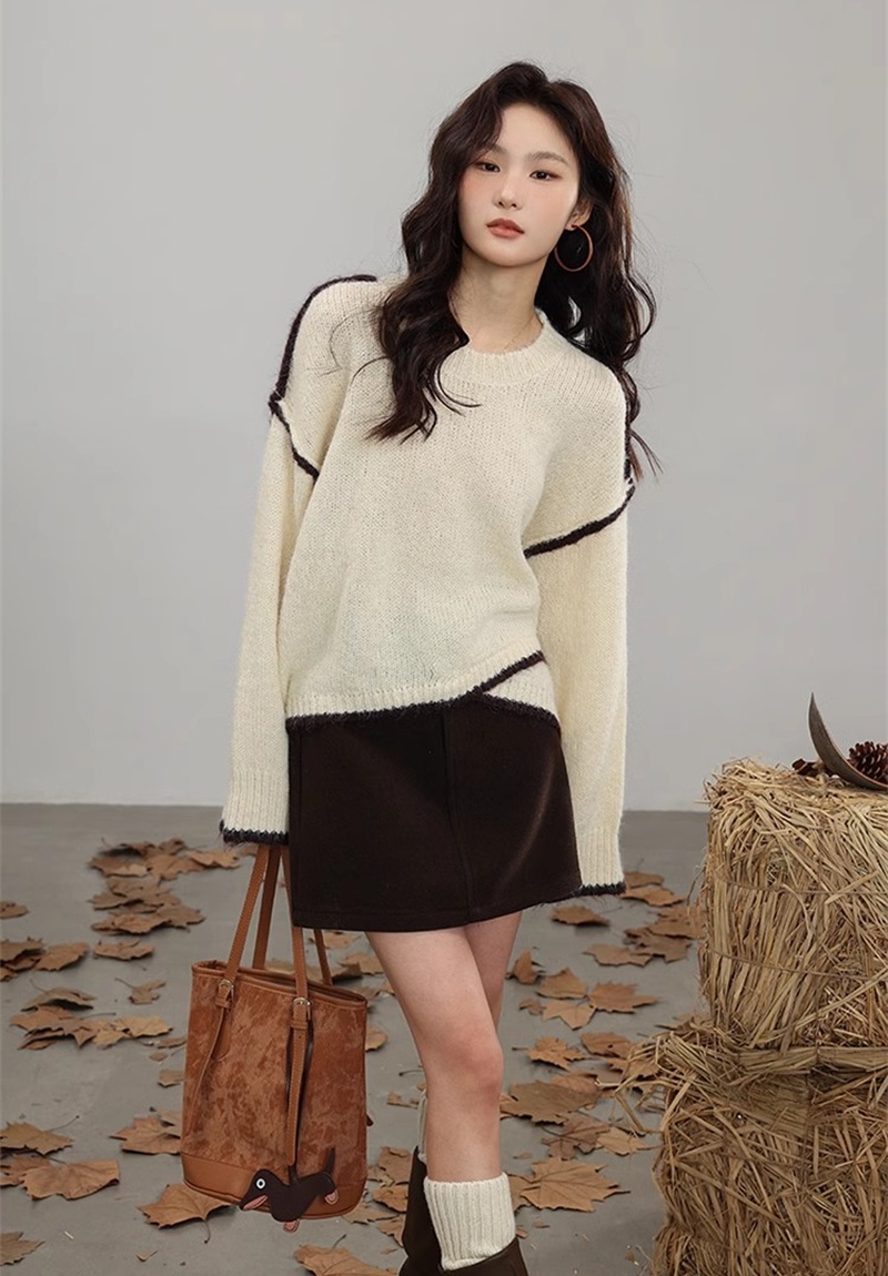 Winter loose simple sweater lazy mixed colors tops for women