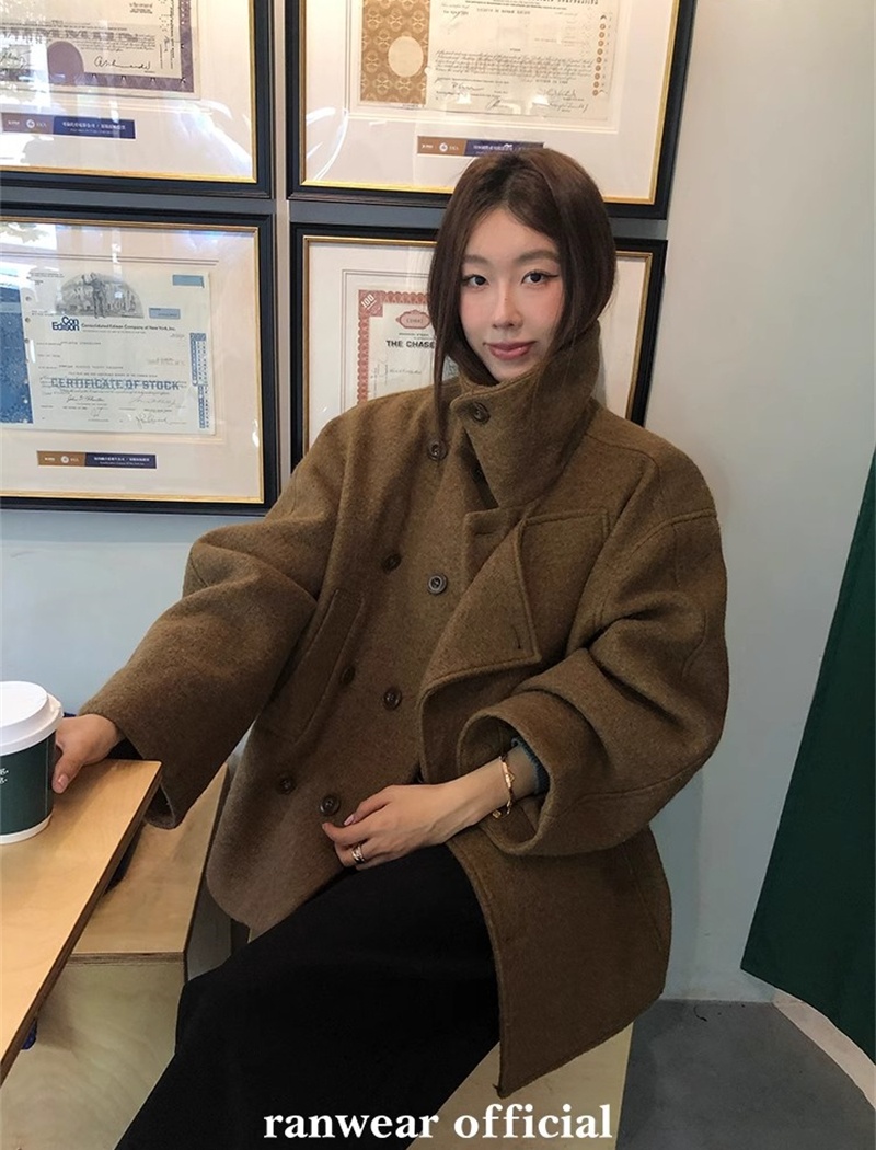 Woolen lapel coat wool overcoat