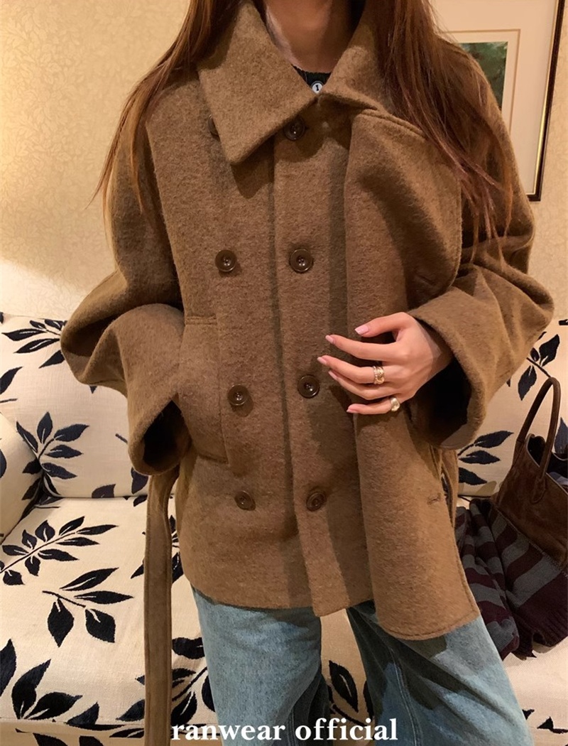 Woolen lapel coat wool overcoat