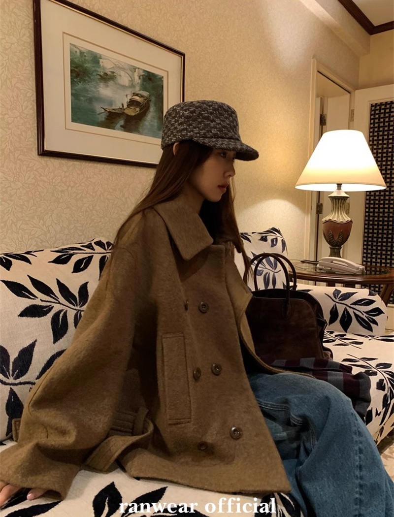 Woolen lapel coat wool overcoat