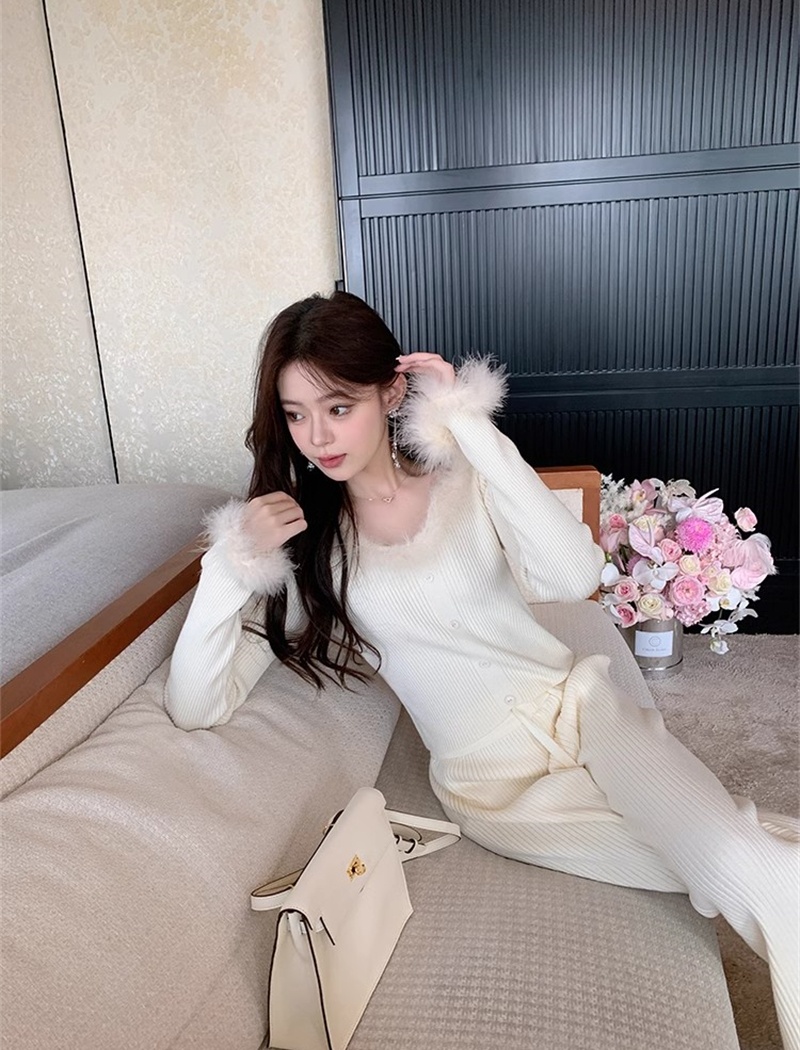 Slim short knitted sweater white bottoming cardigan