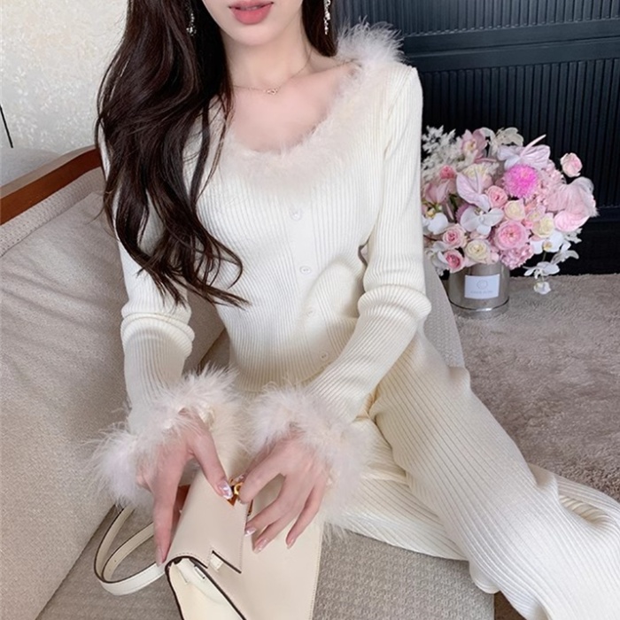 Slim short knitted sweater white bottoming cardigan