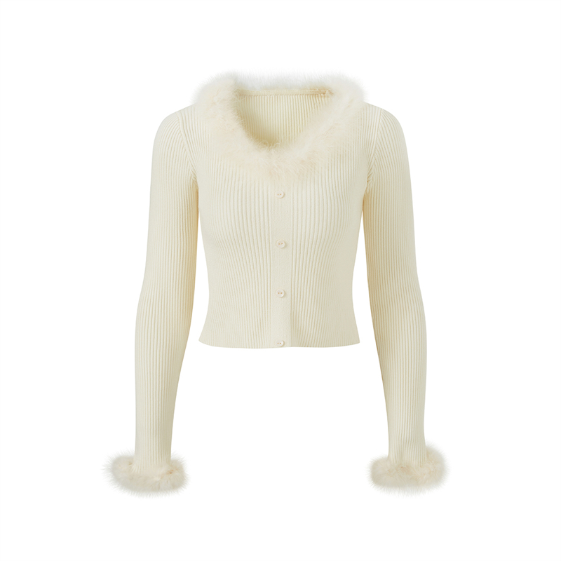 Slim short knitted sweater white bottoming cardigan