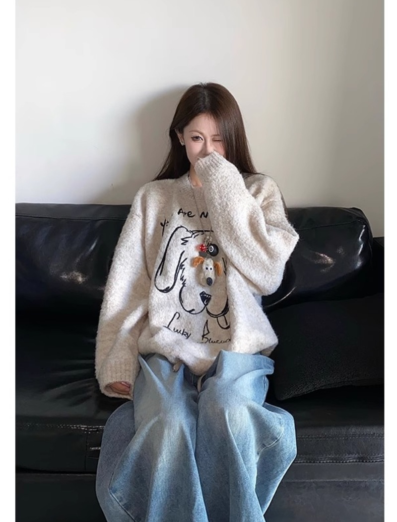 Autumn lazy tops all-match loose sweater for women