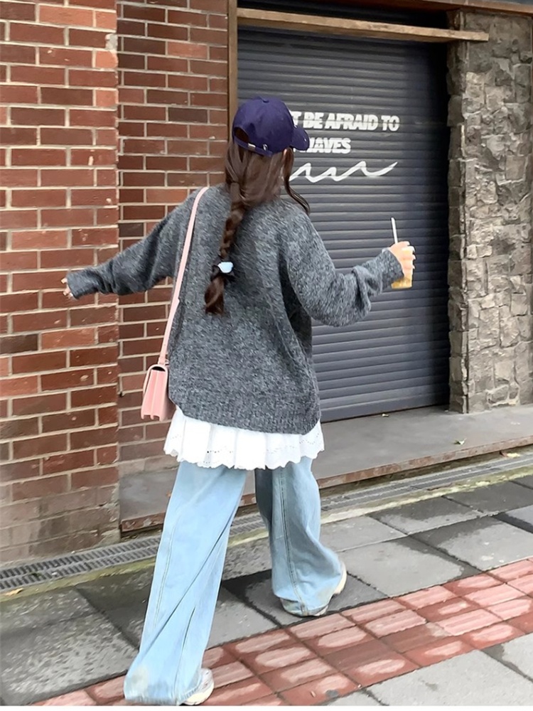 Lazy Korean style mohair long sleeve loose sweater