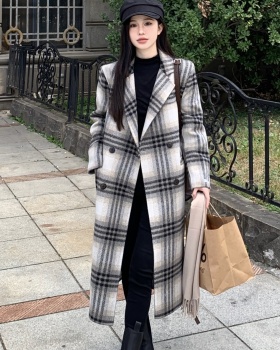 Loose plaid overcoat Casual Korean style coat for women