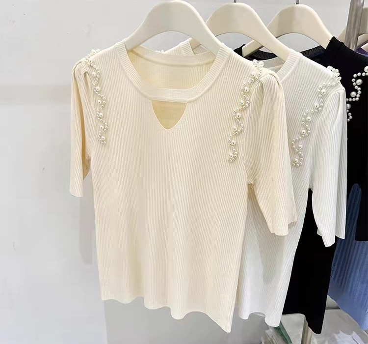 Slim summer hollow tops France style ice silk sweater