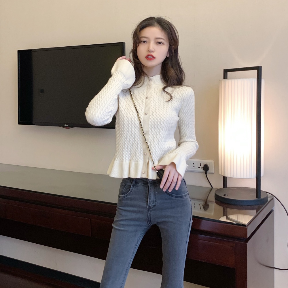 Slim knitted tops long sleeve winter cardigan