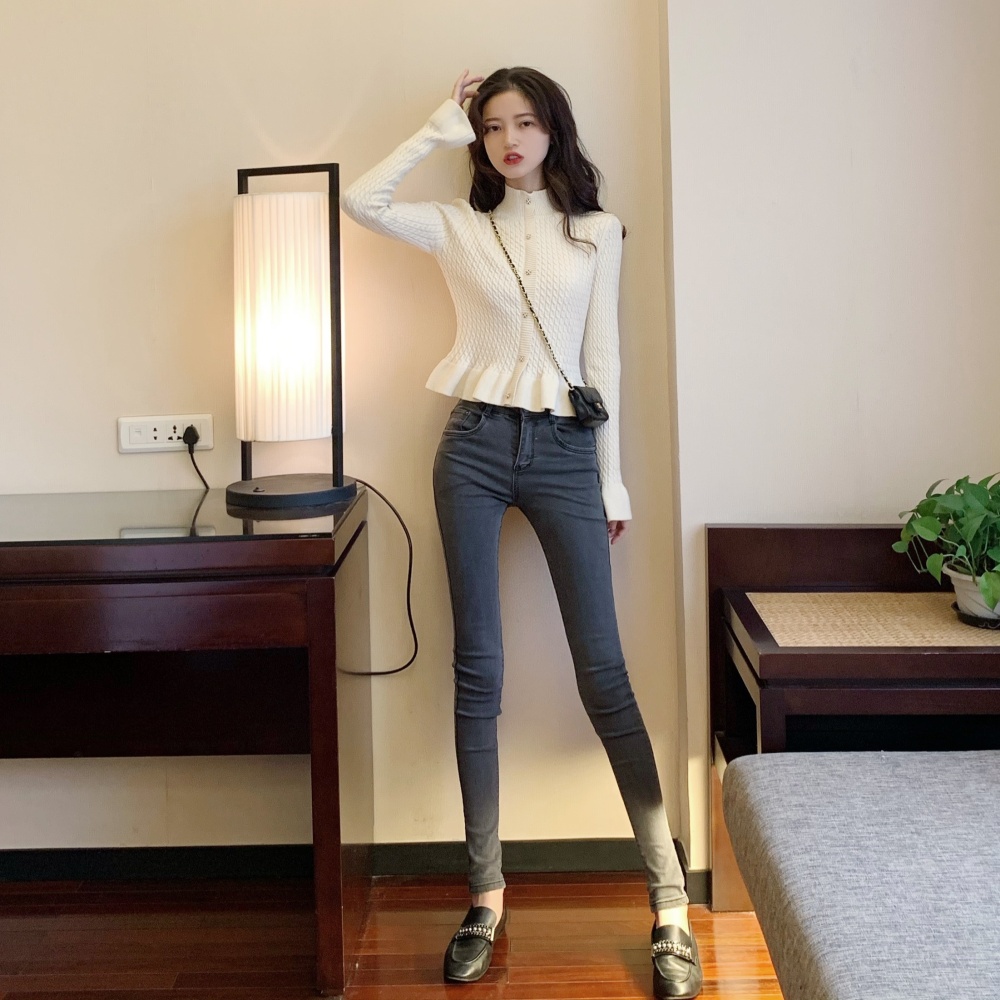 Slim knitted tops long sleeve winter cardigan