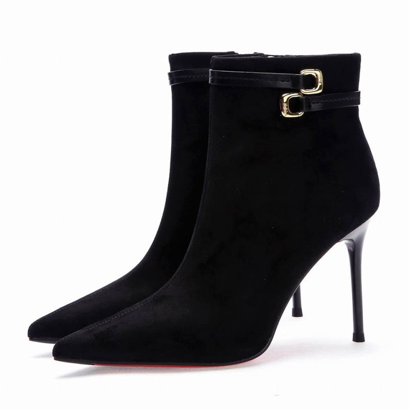 Thermal high-heeled shoes black short boots for women