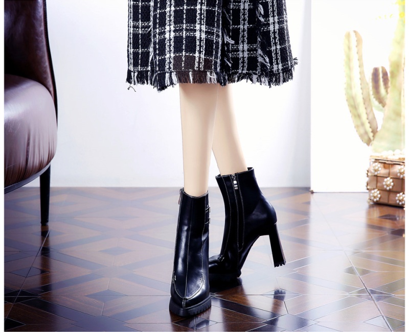 Pointed high-heeled shoes thick short boots for women