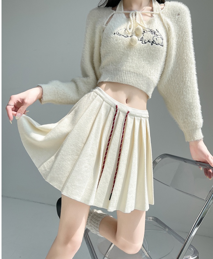 Elastic waist Casual pure autumn short skirt for women