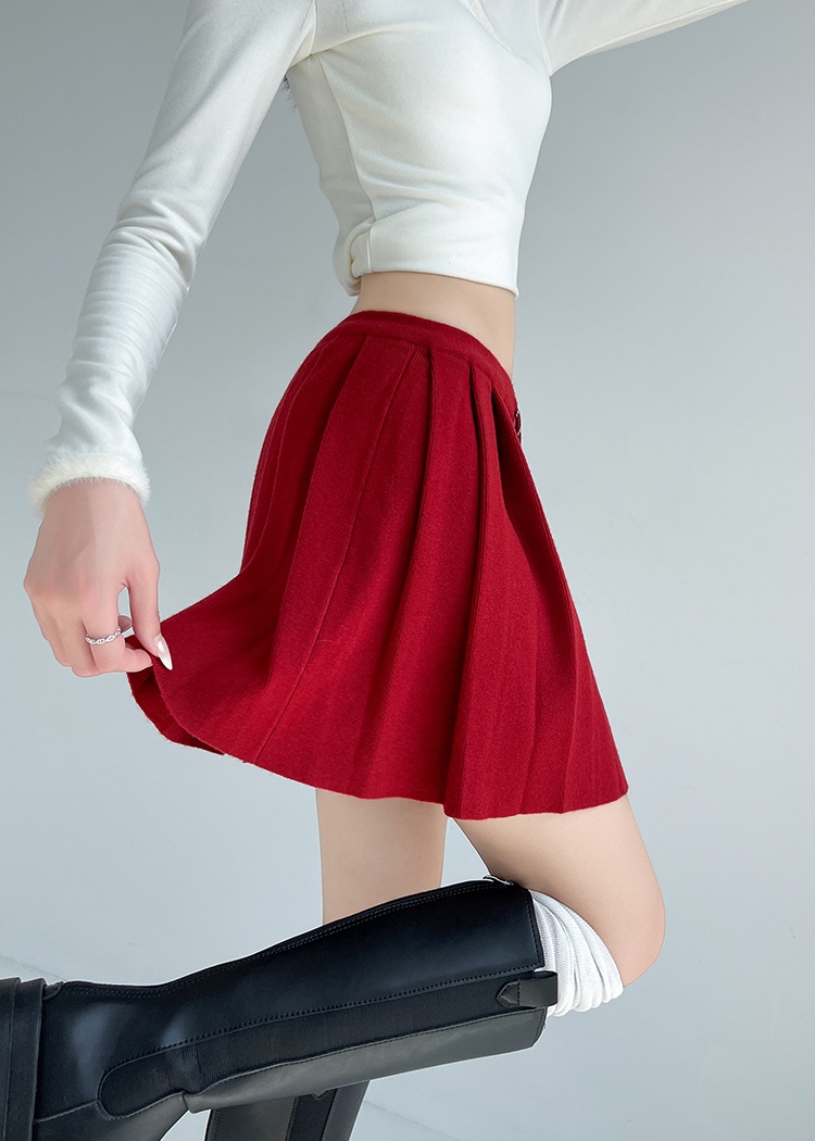 Elastic waist Casual pure autumn short skirt for women