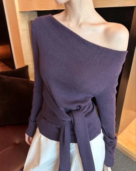 Pinched waist temperament sweater autumn tops