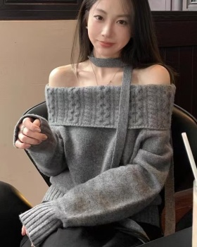 Autumn and winter blue sweater pure tops for women