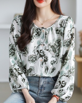 Loose all-match maiden chiffon round neck shirt