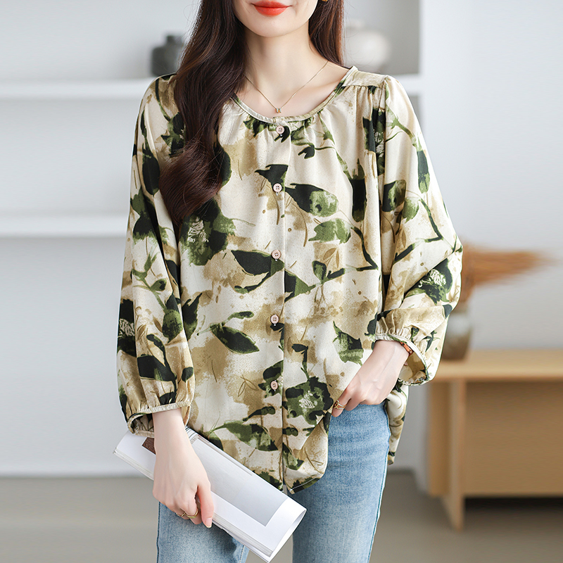 Spring Korean style printing round neck shirt