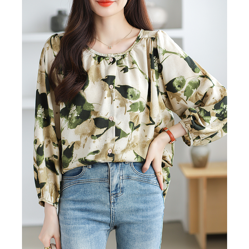 Spring Korean style printing round neck shirt