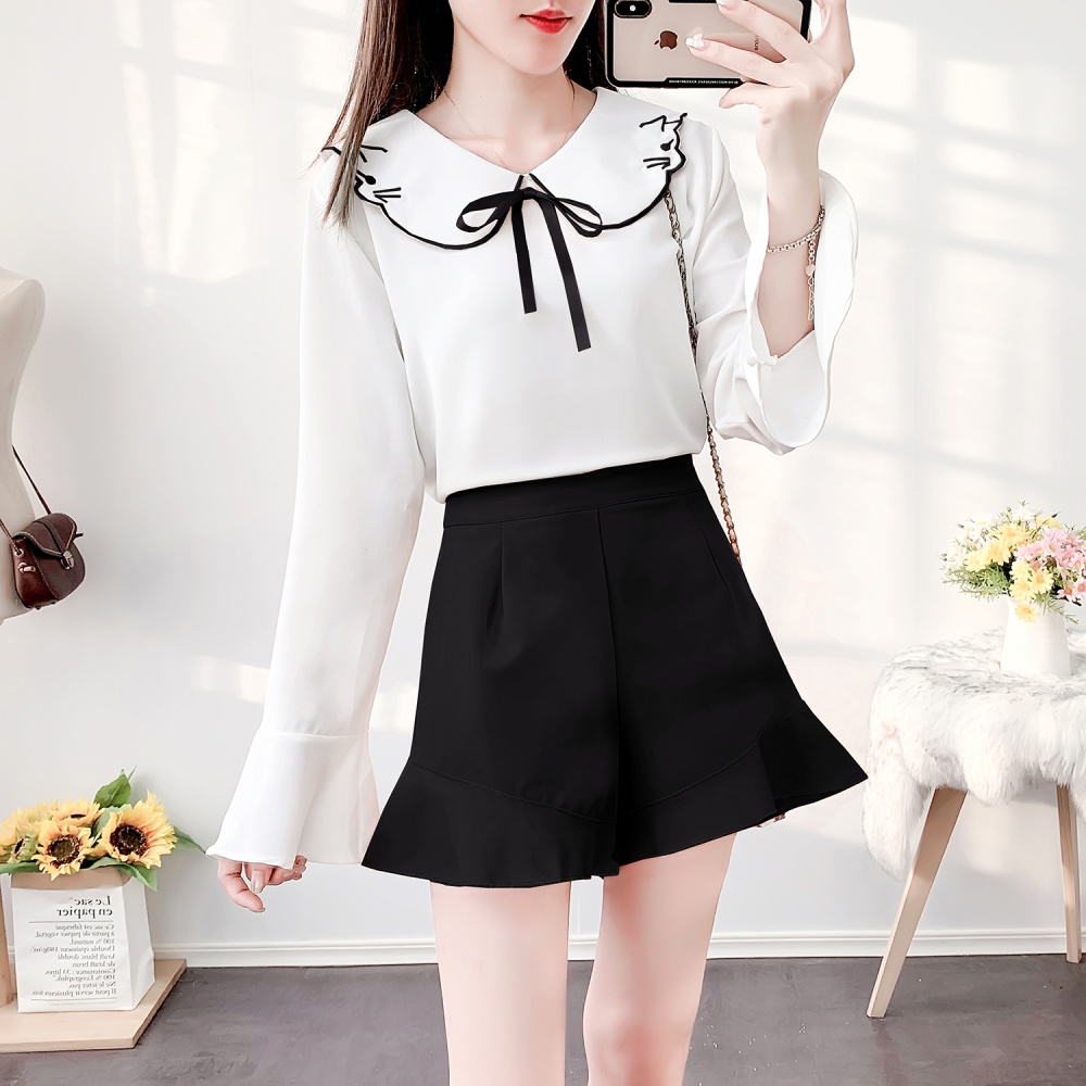 Fresh long sleeve autumn and winter show young chiffon shirt