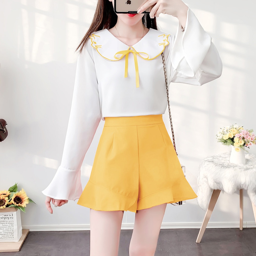 Fresh long sleeve autumn and winter show young chiffon shirt