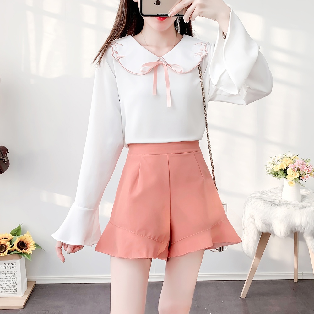 Fresh long sleeve autumn and winter show young chiffon shirt