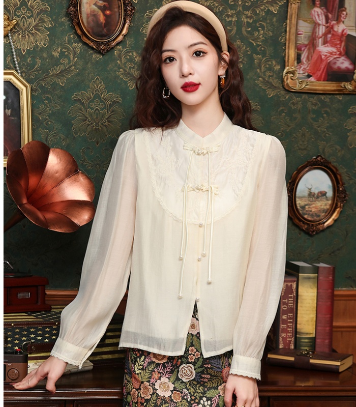 Embroidery spring unique Chinese style shirt for women