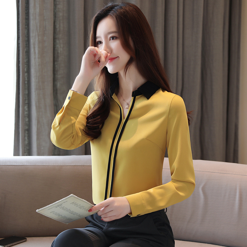 Korean style chiffon shirt long tops for women