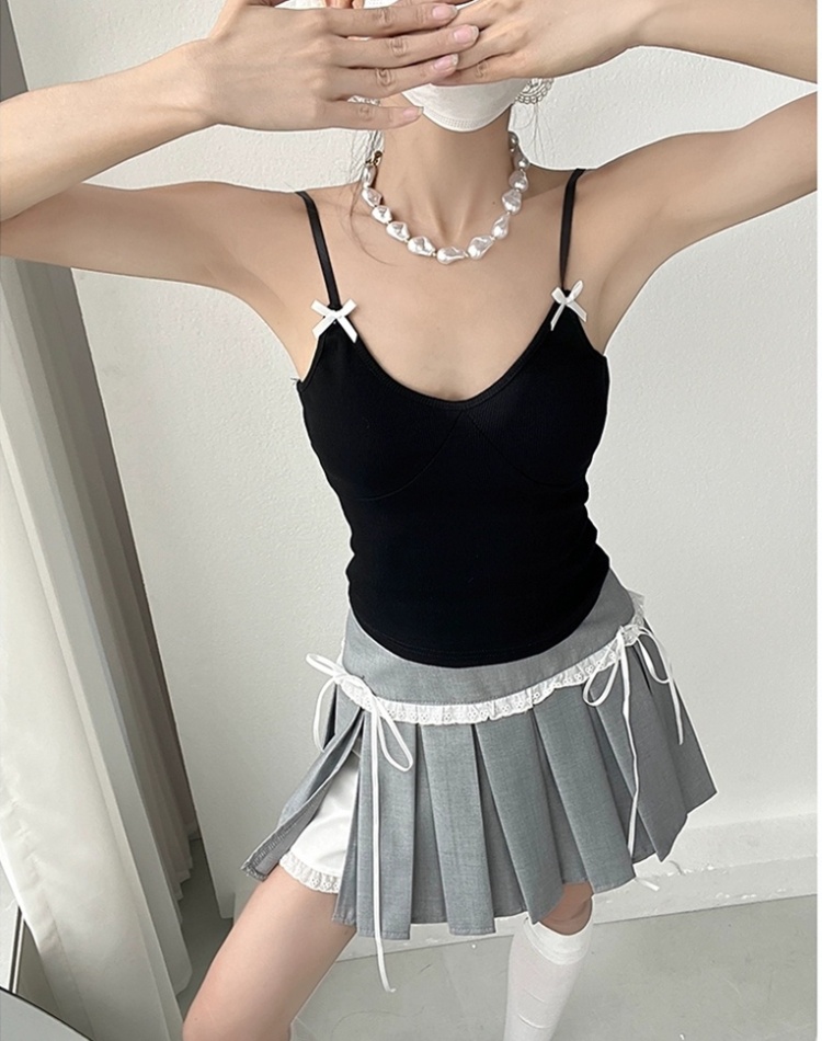 Short bow beauty back vest spring sexy slim tops