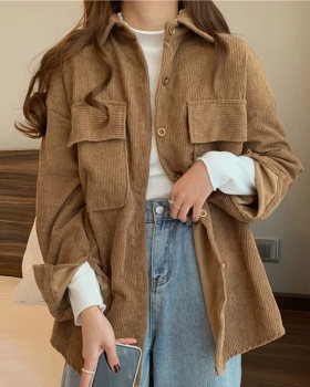 Spring retro niche coat long sleeve corduroy tops