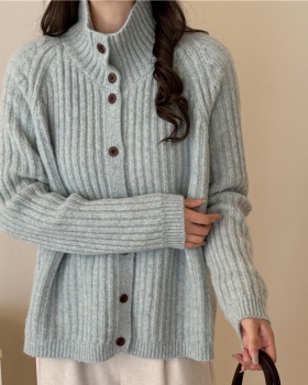 High collar pure lazy tops spring loose all-match sweater