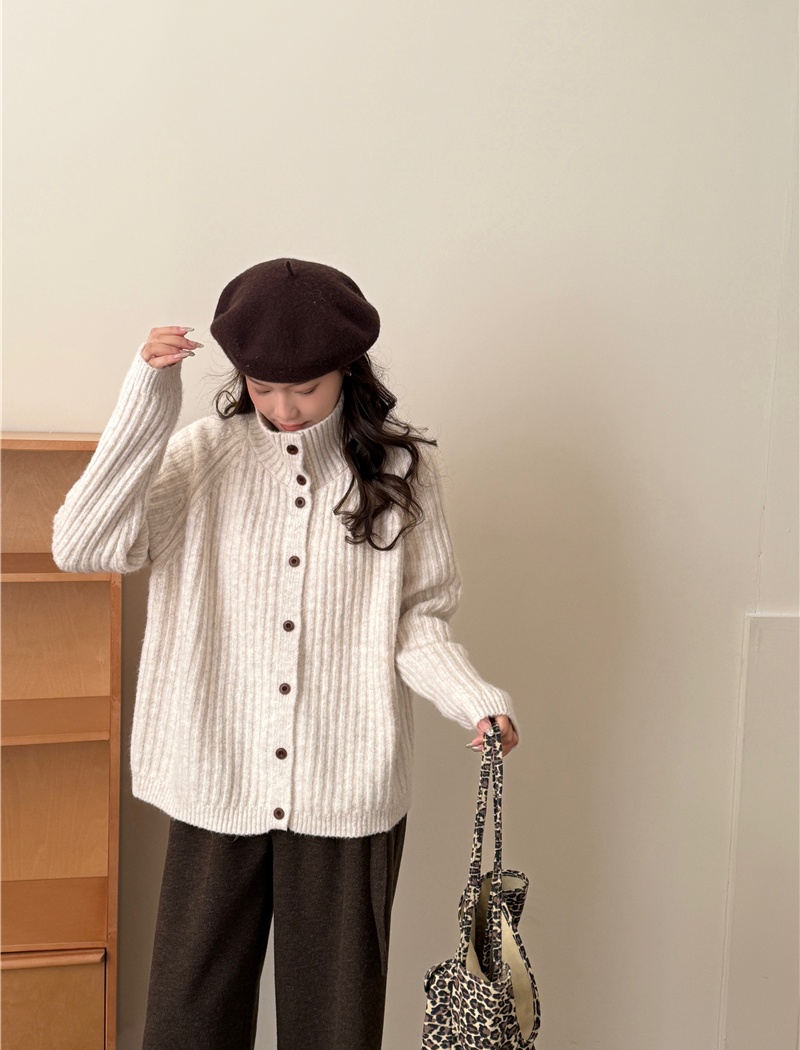 High collar pure lazy tops spring loose all-match sweater