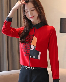 Printing loose tops spring letters chiffon shirt