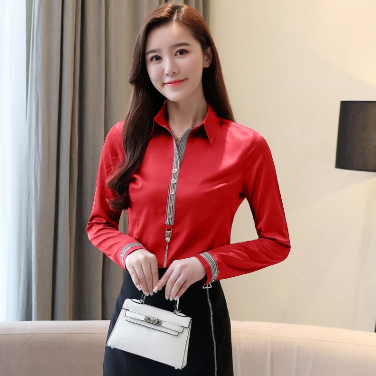 Slim chiffon small shirt long sleeve shirt for women