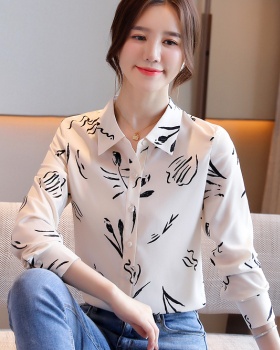 Spring niche tops retro printing shirt for women