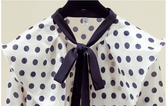 Frenum collar shirt polka dot chiffon shirt for women