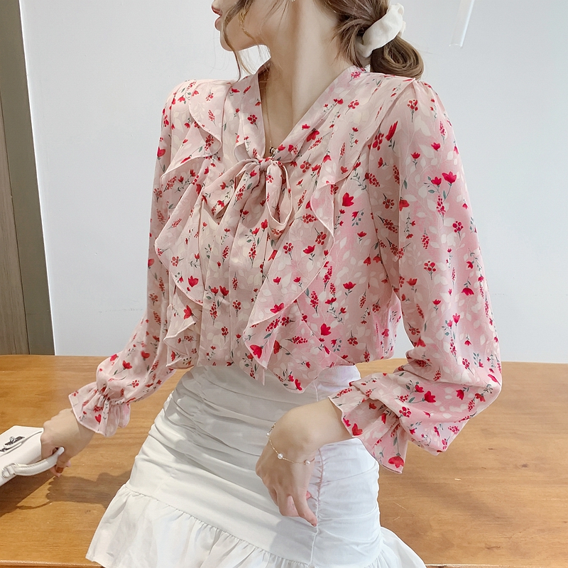 Pink beautiful tops sweet small shirt for women