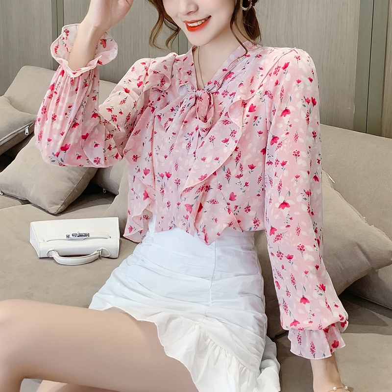 Pink beautiful tops sweet small shirt for women