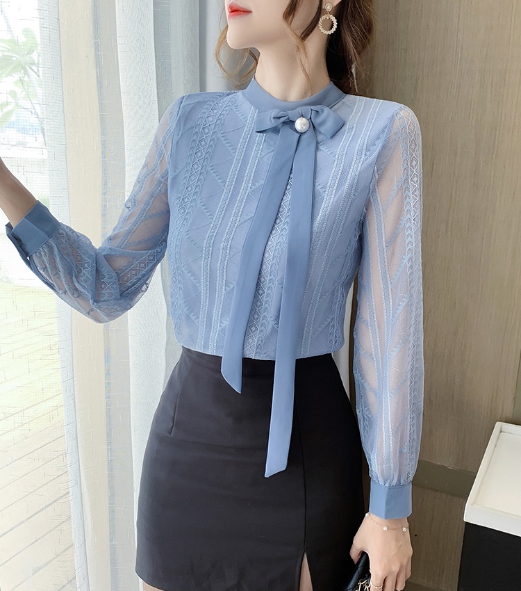 Lace long sleeve small shirt autumn tops for women