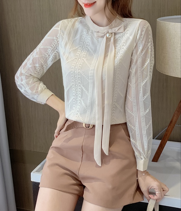 Lace long sleeve small shirt autumn tops for women