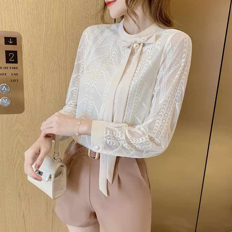 Lace long sleeve small shirt autumn tops for women