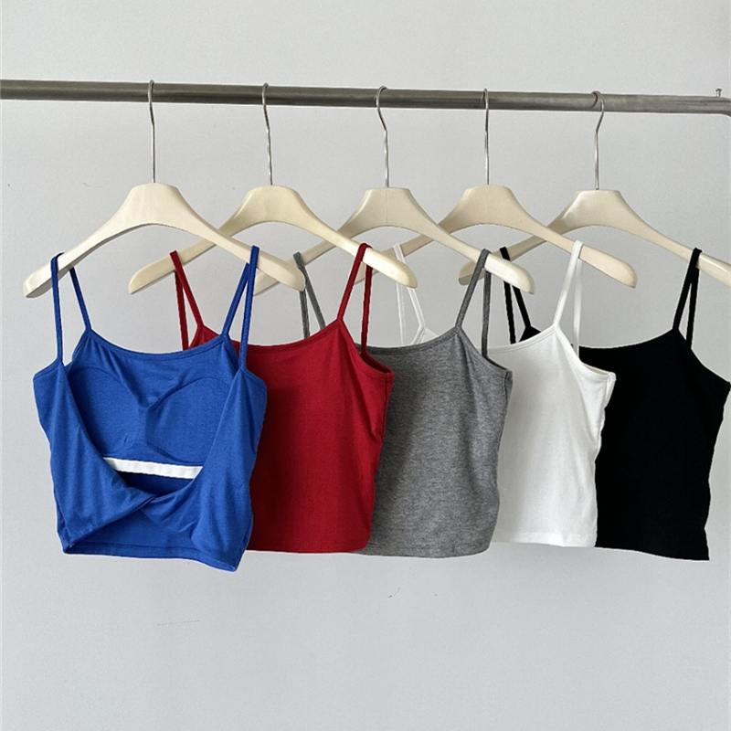 Halter sexy beauty back vest short with chest pad tops